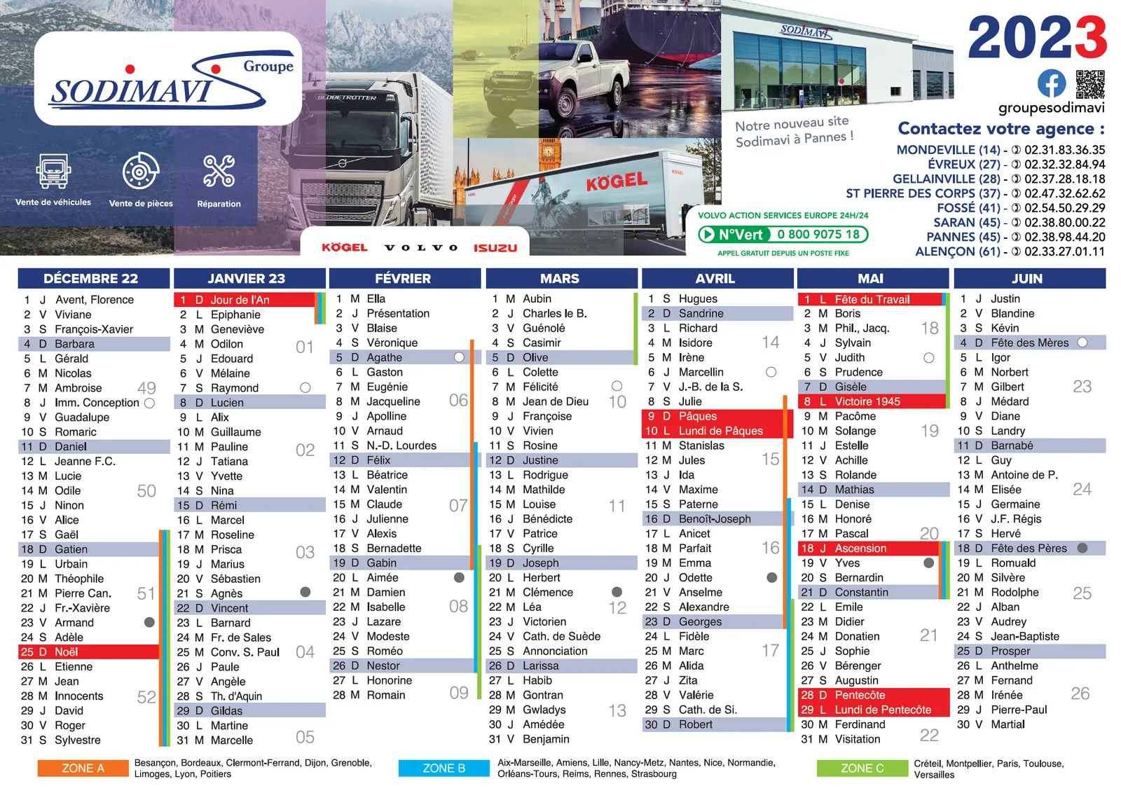 Calendriers Sodimavi 2023